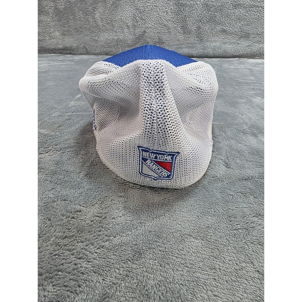 Adidas New York Rangers NHL Trucker Hat Blue White Mesh Stretch Fit Cap S/M - Picture 3 of 7